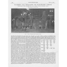 Pulverised Coal Installation for Plate Heating Furnace 2x Antique Prints 1923