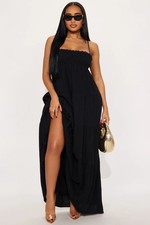 Heidi Flowy Maxi Dress(Black)-Fashion Nova|32883