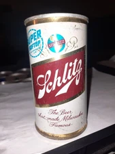 SCHLITZ BEER 1962 EMPTY OPENED 12 OZ FLAT TOP STRAIGHT STEEL BEER CAN