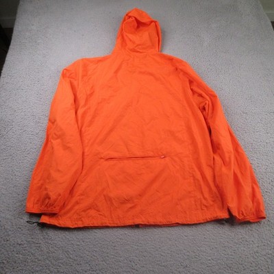 Asics Jacket Mens Large Orange Winbraker Hooded Full Zip