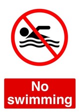 Red Restriction NO SWIMMING  Signage Acrylic Or Vinyl Sign Notice Safe
