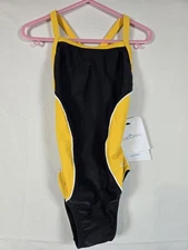 Dolfin Swimwear Swimsuit Womens 24 New black and gold One Piece