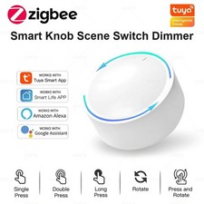 Tuya Zigbee Smart Knob Switch Wireless Scene Button Rotatable Dimmer Remote
