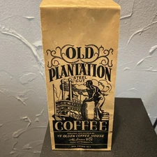 Vintage Old Plantation Coffee Steel Cut Product Bag Terre Haute Black Americana