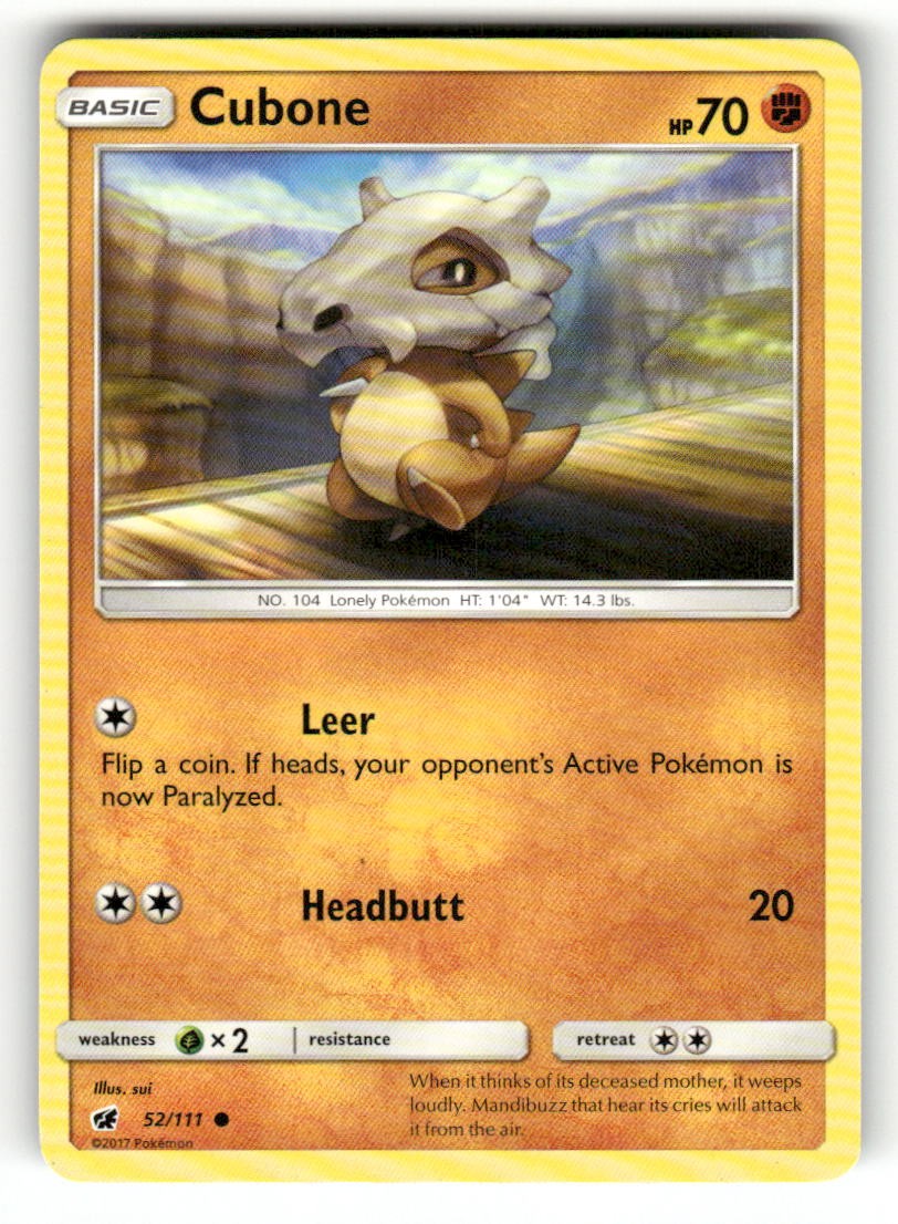 Cubone 52/111 Common Crimson Invasion Pokemon Moderately Played sui