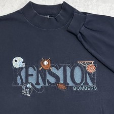 Vtg Kenston Bombers Chagrin Falls Ohio Long Sleeve 2XL Navy Bainbridge USA Made