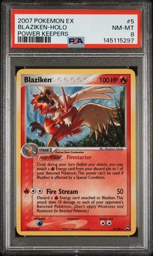 2007 POKEMON EX POWER KEEPERS #5 BLAZIKEN-HOLO PSA 8
