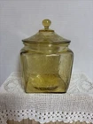 Vintage Depression Glass Federal Glass Madrid Pattern Amber Biscuit Jar EUC