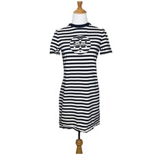 Tory Burch Striped Logo Navy White T shirt Dress  Size  XS Extra Small Womens