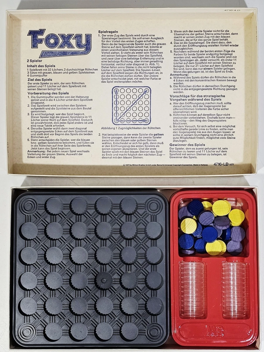 © 1977 MB Juegos FOXY dt. Dos jugadores duelo estrategia solitario Halma...