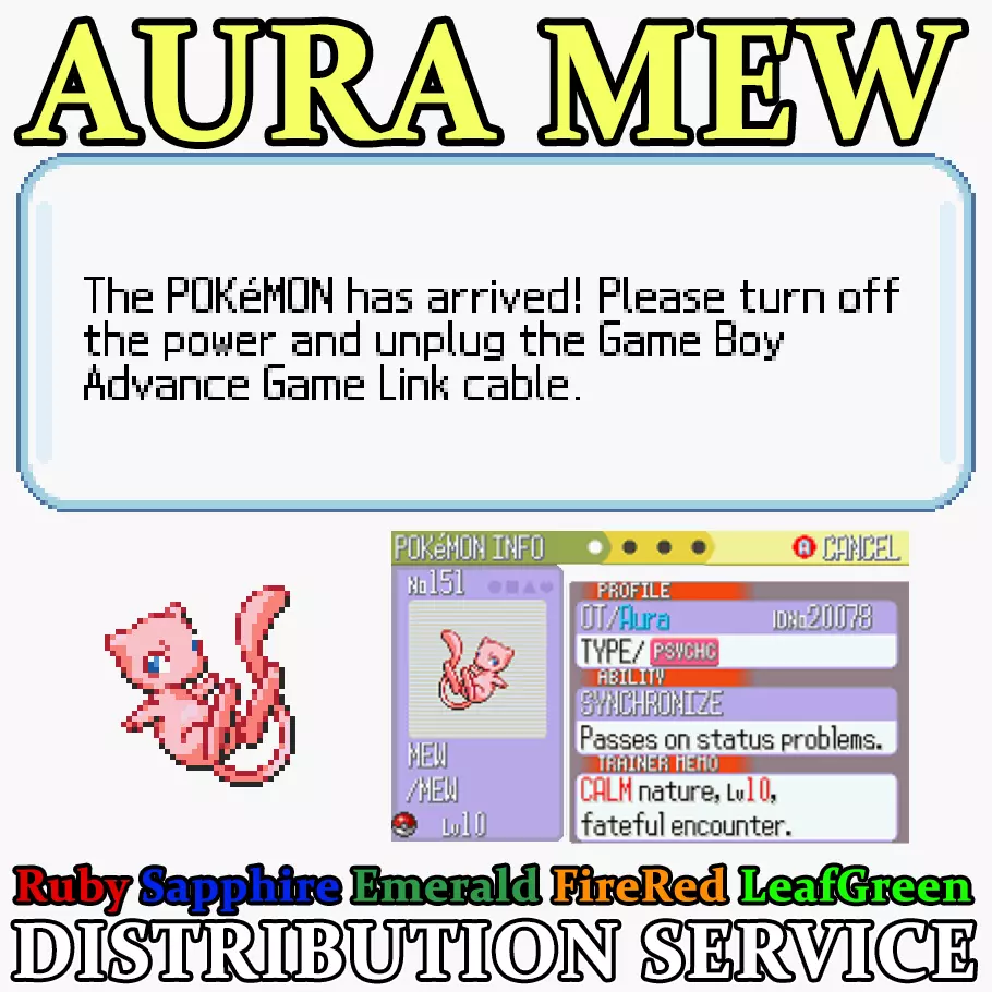 Pokemon Aura Mew Event Distribution for Ruby Emerald LeafGreen | eBay