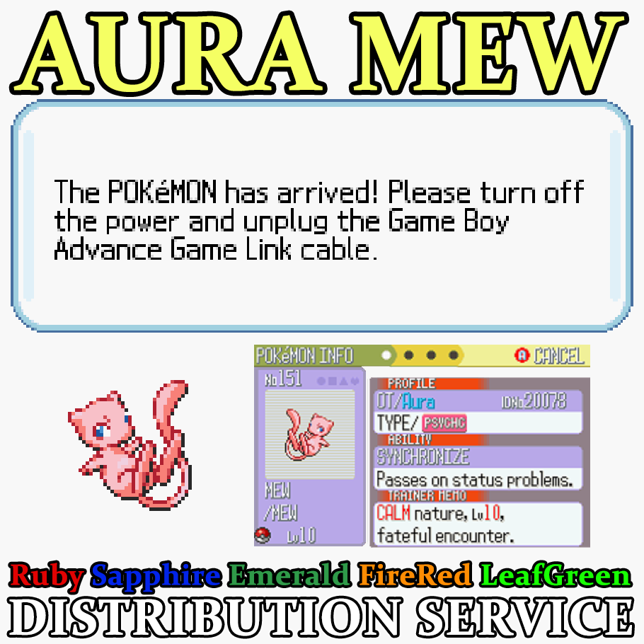 Pokemon GEN1 YOSHIRA Mew Red Distribution Cart Save Download