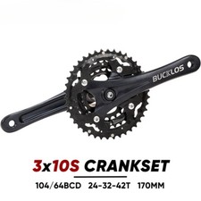 170mm MTB Bicycle Crank Arm 104BCD 24-32-42T 10S Triple Chainring Crankset