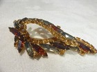 Beautiful Older Vintage Gold Tone Topaz Gray Brooch Great Detail And On