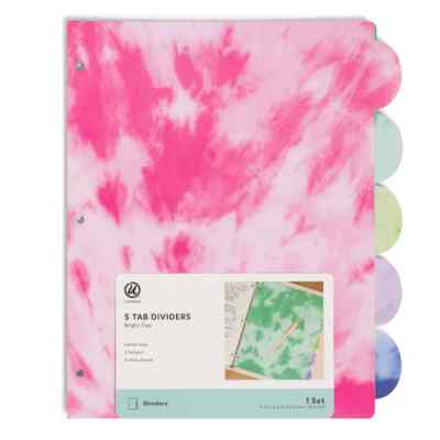 NEW U brands 5 Tab Poly dividers BRIGHT DYE SET letter size 5 subject 3 hole