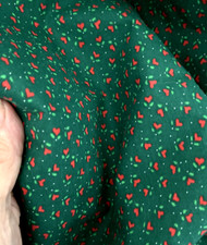 Vtg 44WX101L 2.8 Yd Green Red MINI Heart Floral Tiny Dot Quilt FABRIC Calico