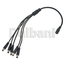 DC Power Spliter Cable DC Plug to 5 DC Plug for Security Camera Black
