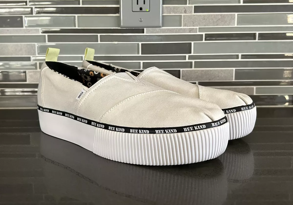Tom s Bee Kind Women s Slip On Platform Shoes Sneakers Alpargata
