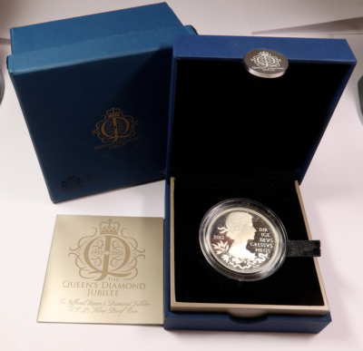 1952-2012 - UK 5 Pound Silver Queens Diamond Jubilee Proof w/ Box
