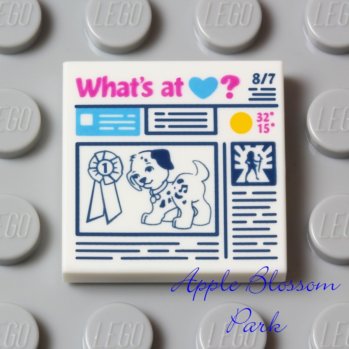 NEW Lego Friends 2x2 WHITE TILE News Paper Dog Show Pet Prize