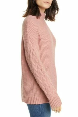 Новый Nordstrom подпись смесь стежок воронка шеи кашемир и шелк розовый M #S1796 - Изображение 4 из 4