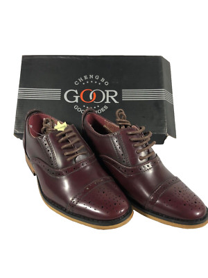 Boys Size 12 Oxblood GOOR Capped Lace Oxford Brogue Shoe Wood Effect Resin  Sole UK