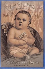 Prof Horsford's Baking Powder Victorian Trade Ad Card Baby Rumford Chemical RI