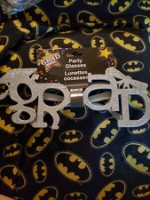 Silver Grad Shaped Glitter Glasses Graduation Party Favor Costume Accessory