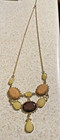 STUNNING VINTAGE BIB TYPE ADJUSTIBLE LENGTH GOLD TONE & EARTHTONE NECKLACE — photo 3
