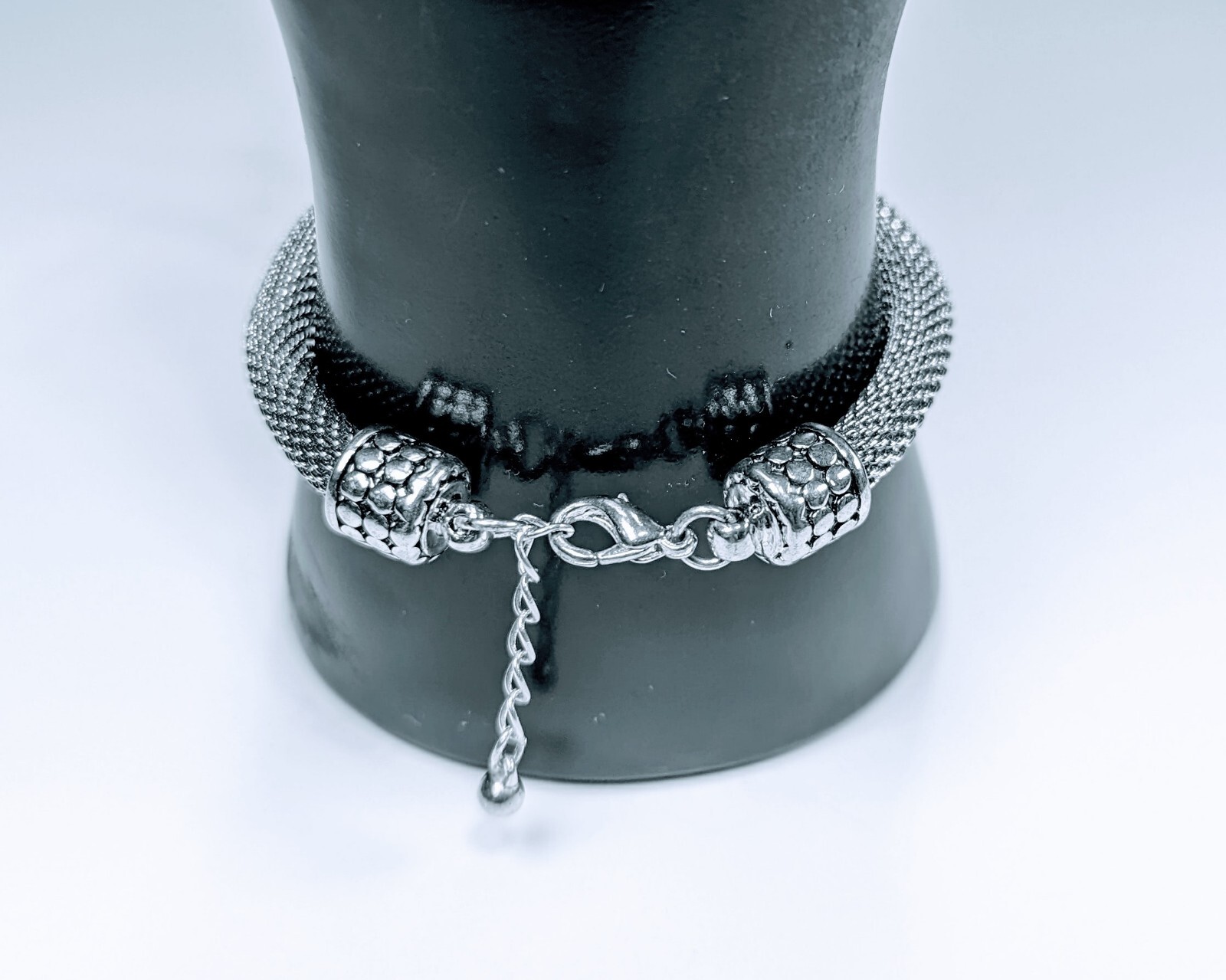 Silvertone Rolled Mesh Statement Bracelet - image 3