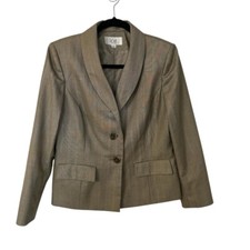 Le Suit Petite Women  s Long Sleeve 2-Button Tan Blazer Suit Jacket Size 10P GUC