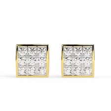 .05 CTW Diamond Cluster Square Stud Earrings in 10K Yellow Gold