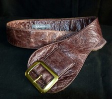 J.J Winters Distressed Brown Leather 1-7/8" Belt Corset Buckle Front-XS-USA Made