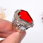 Skull Coffin Poison Ring, Red Garnet Gemstone 925 Silver Handmade Poison Ring,