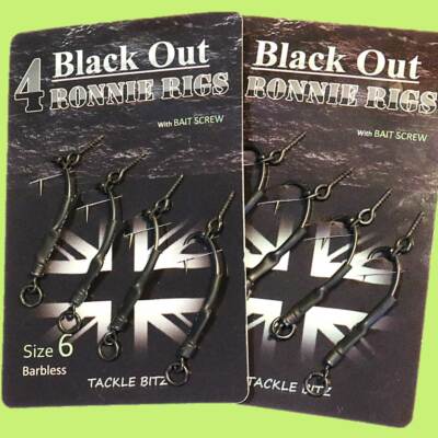 4 Angelgeräte BLACK OUT Spinner Ronnie Rigs Fertighaken Köderschraube
