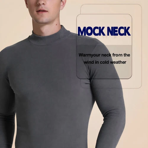 Men Long Sleeve Thermal Tops Pullover Underwear Tees Double-side Fleece T-Shirt - Picture 6 of 15