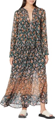 Free People See It Through Dress Floral Printed Long Sleeve Sheer Maxi XS  NEW | eBay