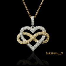 Infinity Heart Jewelry Pendant 2.55CT Round Cut Diamond 14K Two-Tone Gold Finish