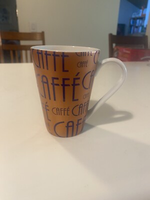 Konitz Cafe Latte Words Coffee Mug Tea Cup Gold Purple Germany EUC Mug Cup