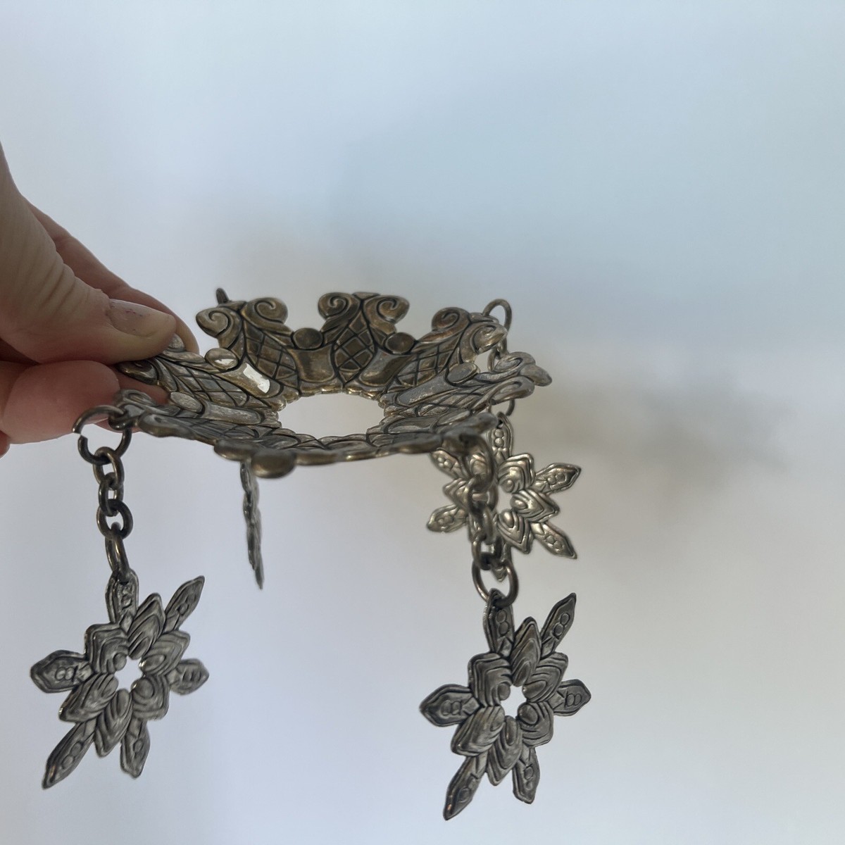 Godinger Bobeche Pewter Candle Wax Catcher Snowflake Silver Godinger Bobeche Pewter Candle Wax Catcher Snowflake Silver