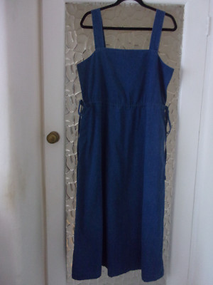 New Nobody's Child Blue Denim Look Zainub Pinnie Midi Dress Size UK 14 RRP:£69