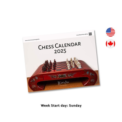 2025 Chess Calendar English Sunday | LT Horizontal | 4890 US & CA - Picture 6 of 8