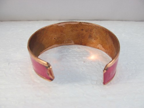 Colorful Enamel Flowers on Copper Cuff Bracelet - Picture 7 of 13