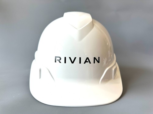 Rivian Employee Factory Assembly Line Hard Hat Helmet Safety Adjustable Logo