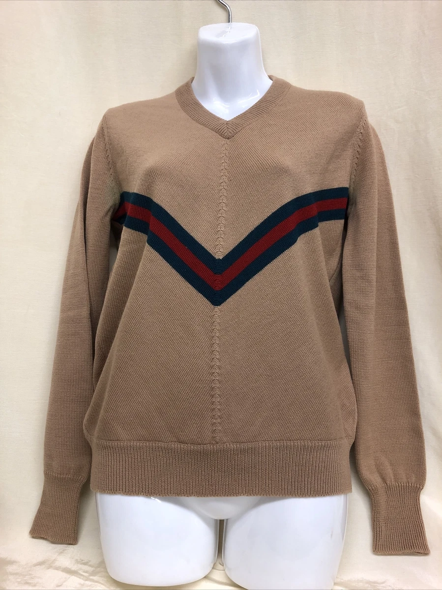 RARE vintage GUCCI sweater, 1950s iconic green red stripe on beige