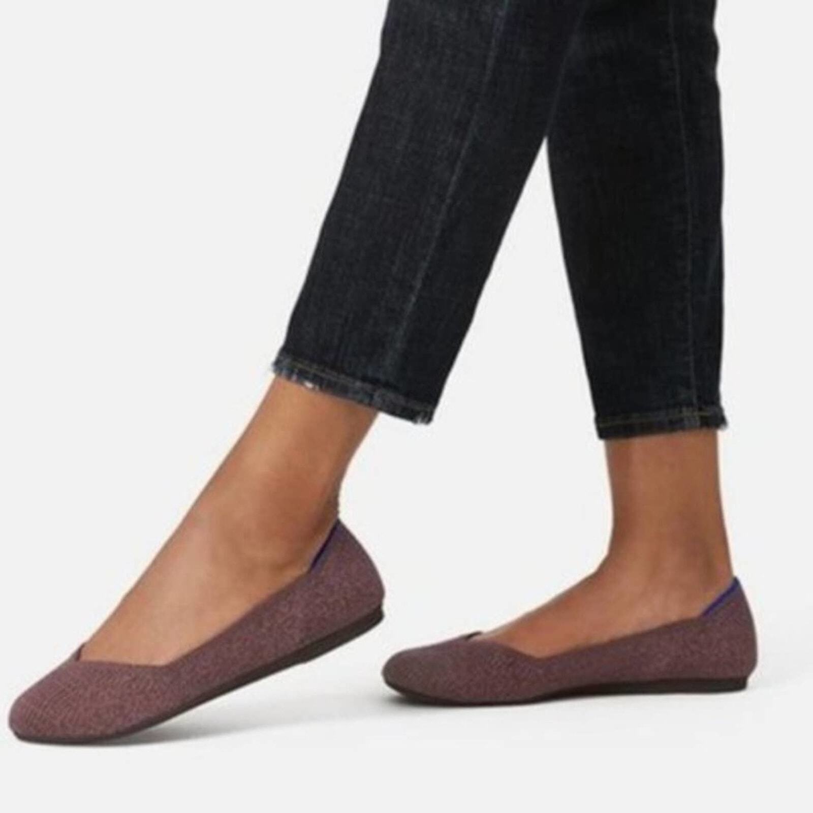 Rothys round truffle python size 8 brown flat sho… - image 2