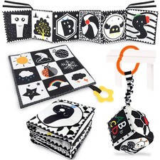 Black And White High Contrast Baby Toys 03 Months For Newborn Montessori Toys Se