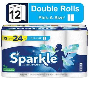 Sparkle Pick-a-Size Paper Towels, White, 12 Double Rolls