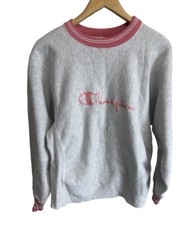 Vintage 90  s Champion Reverse Weave Pink Gray Size Large Made USA