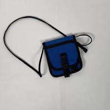 Travel Crossbody Wallet Bag Snap Closure Zippered Pockets 5" x 6" Blue Black